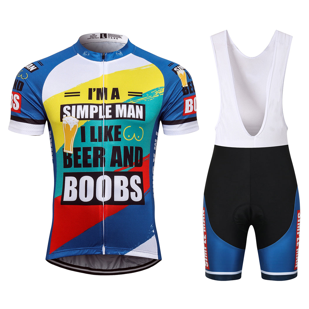 Thriller Rider Sports Bicycle Clothing Mens Cycling Jersey Short Sleeve and Bib Shorts Kit(I'm a Simple Man)