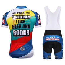 Load image into Gallery viewer, Thriller Rider Sports Bicycle Clothing Mens Cycling Jersey Short Sleeve and Bib Shorts Kit(I&#39;m a Simple Man)
