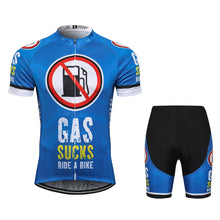 Load image into Gallery viewer, Thriller Rider Sports Bicycle Clothing Mens Cycling Jersey Short Sleeve and Shorts Kit(Gas Sucks Ride a Bike)
