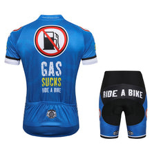 Load image into Gallery viewer, Thriller Rider Sports Bicycle Clothing Mens Cycling Jersey Short Sleeve and Shorts Kit(Gas Sucks Ride a Bike)
