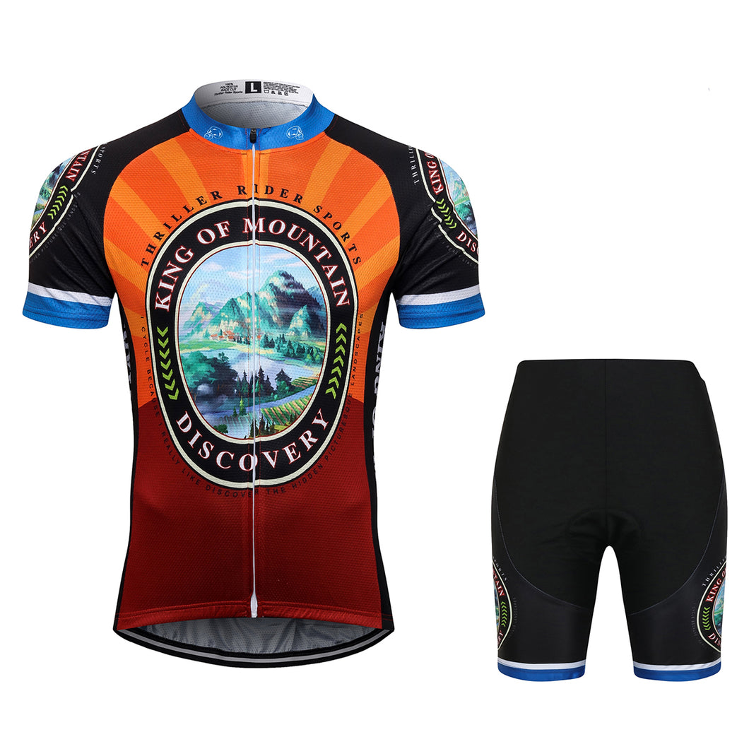 Thriller Rider Sports Bicycle Clothing Mens Cycling Jersey Short Sleeve and Shorts Kit(Discovery)