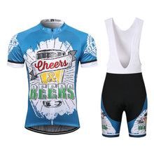 Load image into Gallery viewer, Thriller Rider Sports Bicycle Clothing Mens Cycling Jersey Short Sleeve and Bib Shorts Kit(Cheers &amp; Beers)
