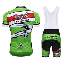 Load image into Gallery viewer, Thriller Rider Sports Bicycle Clothing Mens Cycling Jersey Short Sleeve and Bib Shorts Kit(I&#39;m Simple Man)
