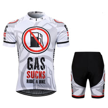 Load image into Gallery viewer, Thriller Rider Sports Bicycle Clothing Mens Cycling Jersey Short Sleeve and Shorts Kit(Gas Sucks Ride a Bike)
