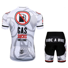 Load image into Gallery viewer, Thriller Rider Sports Bicycle Clothing Mens Cycling Jersey Short Sleeve and Shorts Kit(Gas Sucks Ride a Bike)
