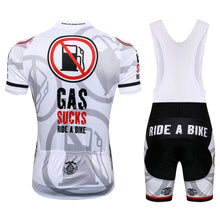 Load image into Gallery viewer, Thriller Rider Sports Bicycle Clothing Mens Cycling Jersey Short Sleeve and Bib Shorts Kit(Gas Sucks Ride a Bike)
