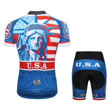 Load image into Gallery viewer, Thriller Rider Sports Bicycle Clothing Mens Cycling Jersey Short Sleeve and Shorts Kit(USA Flag)
