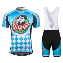 Load image into Gallery viewer, Thriller Rider Sports Bicycle Clothing Mens Cycling Jersey Short Sleeve and Bib Shorts Kit(Cheers for Freedom)
