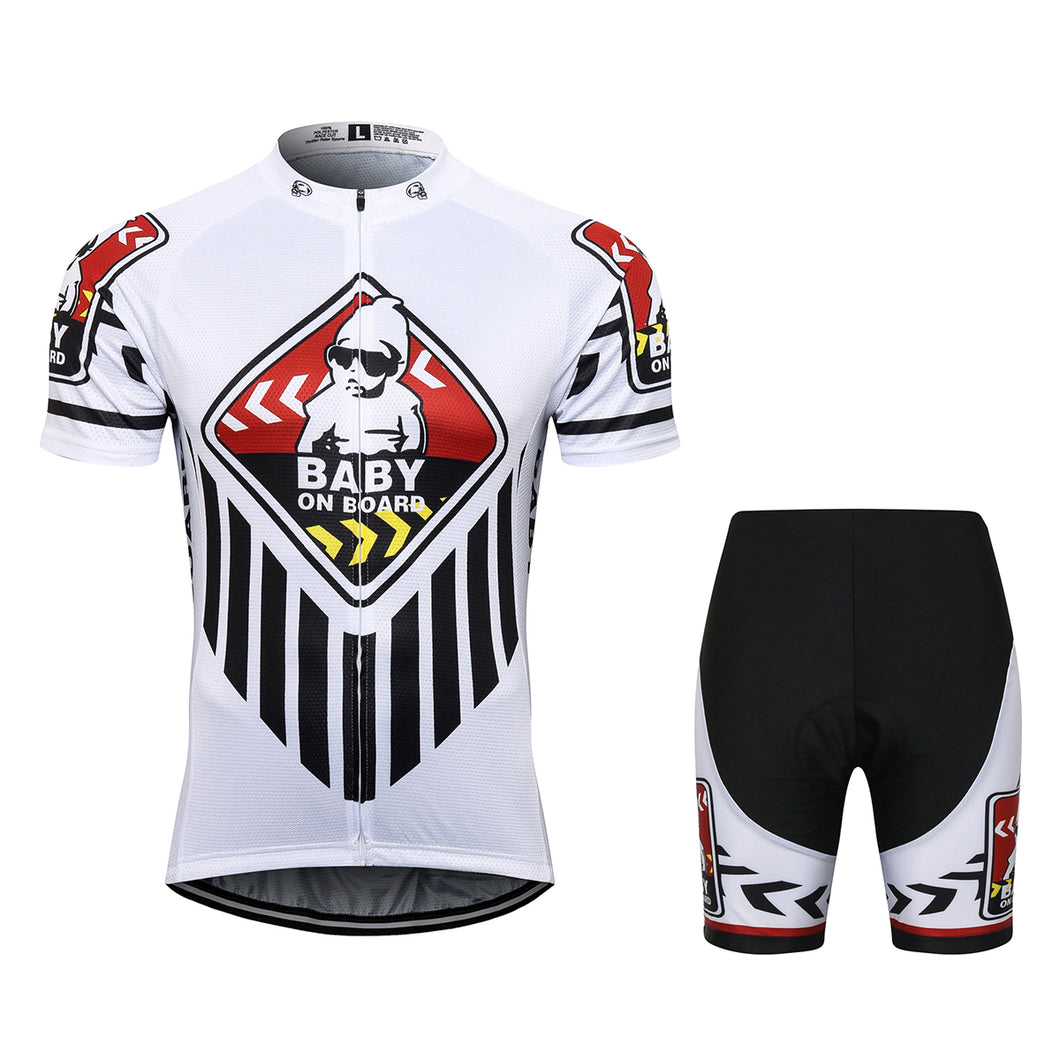 Thriller Rider Sports Bicycle Clothing Mens Cycling Jersey Short Sleeve and Shorts Kit(Baby on Board)