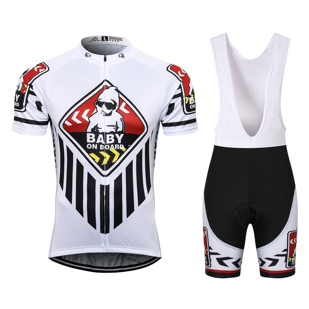 Thriller Rider Sports Bicycle Clothing Mens Cycling Jersey Short Sleeve and Bib Shorts Kit(Baby on Board)