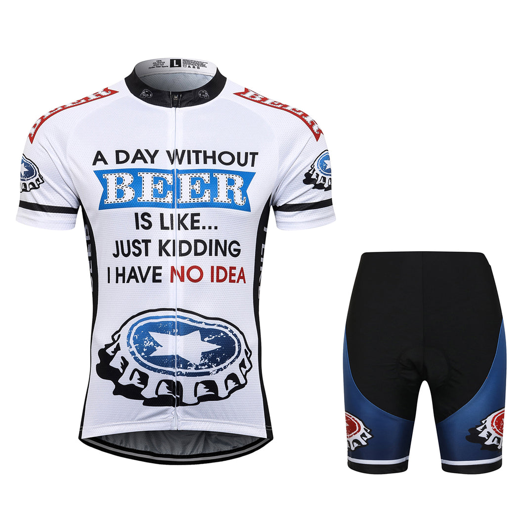 Thriller Rider Sports Bicycle Clothing Mens Cycling Jersey Short Sleeve and Shorts Kit(Beer Cap)