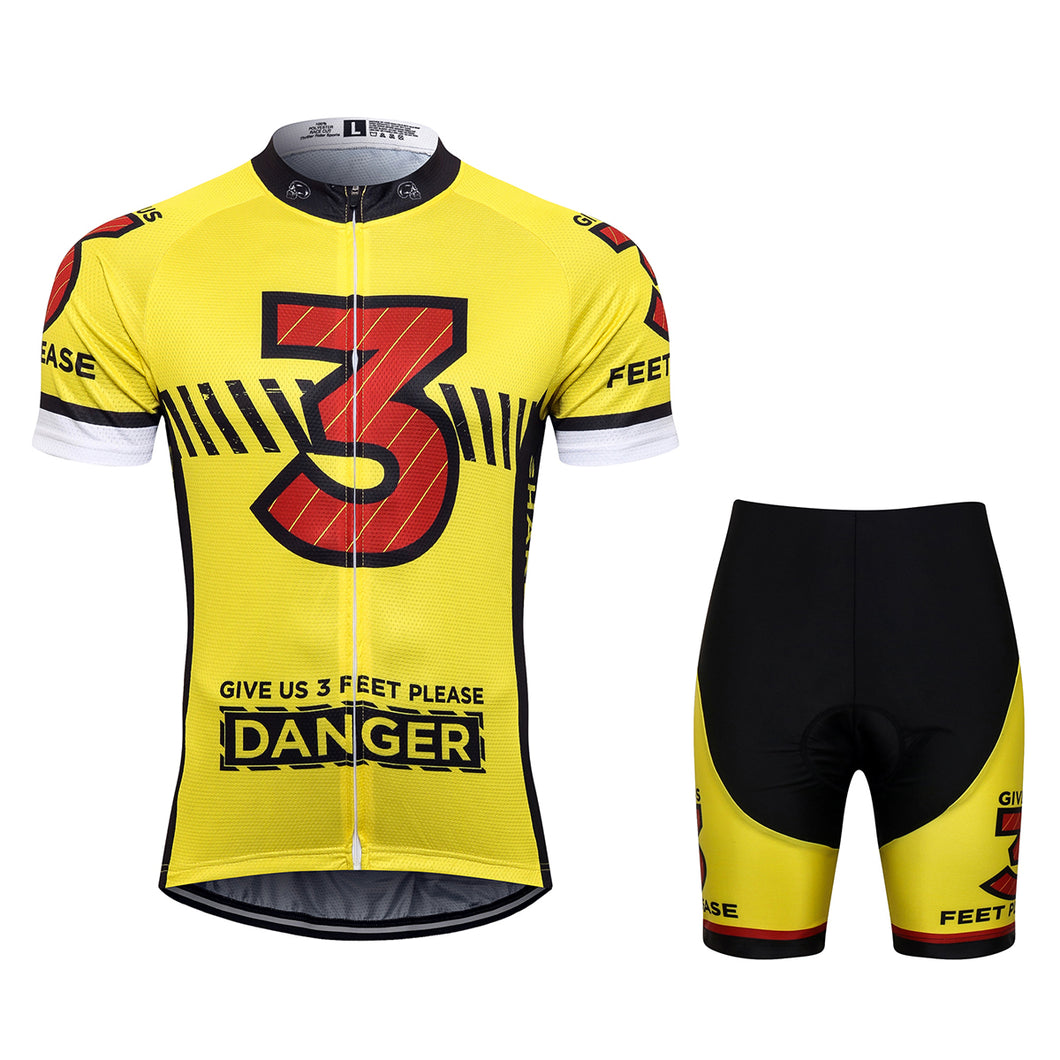 Thriller Rider Sports Bicycle Clothing Mens Cycling Jersey Short Sleeve and Shorts Kit(Give Us 3 Feet Please)