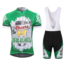 Load image into Gallery viewer, Thriller Rider Sports Bicycle Clothing Mens Cycling Jersey Short Sleeve and Bib Shorts Kit(Cheers &amp; Beers)
