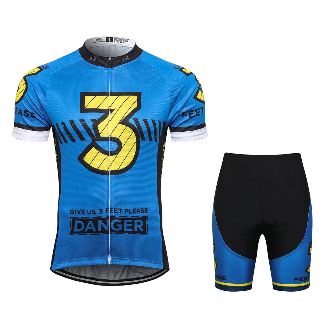 Thriller Rider Sports Bicycle Clothing Mens Cycling Jersey Short Sleeve and Shorts Kit(Give Us 3 Feet Please)