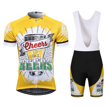 Load image into Gallery viewer, Thriller Rider Sports Bicycle Clothing Mens Cycling Jersey Short Sleeve and Bib Shorts Kit(Cheers &amp; Beers)
