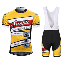 Load image into Gallery viewer, Thriller Rider Sports Bicycle Clothing Mens Cycling Jersey Short Sleeve and Bib Shorts Kit(I&#39;m Simple Man)
