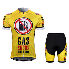 Load image into Gallery viewer, Thriller Rider Sports Bicycle Clothing Mens Cycling Jersey Short Sleeve and Shorts Kit(Gas Sucks Ride a Bike)
