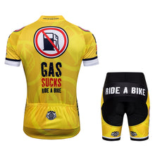 Load image into Gallery viewer, Thriller Rider Sports Bicycle Clothing Mens Cycling Jersey Short Sleeve and Shorts Kit(Gas Sucks Ride a Bike)
