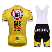 Load image into Gallery viewer, Thriller Rider Sports Bicycle Clothing Mens Cycling Jersey Short Sleeve and Bib Shorts Kit(Gas Sucks Ride a Bike)
