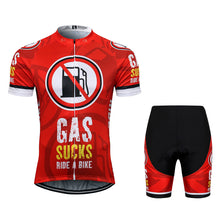 Load image into Gallery viewer, Thriller Rider Sports Bicycle Clothing Mens Cycling Jersey Short Sleeve and Shorts Kit(Gas Sucks Ride a Bike)
