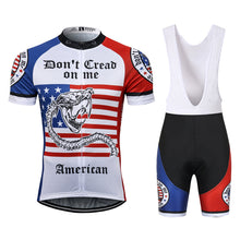 Load image into Gallery viewer, Thriller Rider Sports Bicycle Clothing Mens Cycling Jersey Short Sleeve and Bib Shorts Kit(Don&#39;t Cread on Me)
