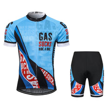 Load image into Gallery viewer, Thriller Rider Sports Bicycle Clothing Mens Cycling Jersey Short Sleeve and Shorts Kit(Gas Sucks Ride a Bike)
