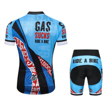 Load image into Gallery viewer, Thriller Rider Sports Bicycle Clothing Mens Cycling Jersey Short Sleeve and Shorts Kit(Gas Sucks Ride a Bike)
