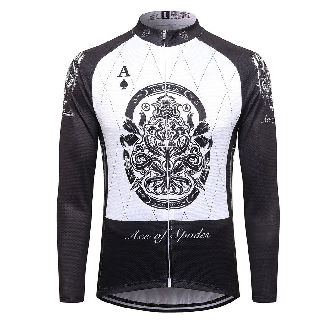 Thriller Rider Sports Bicycle Clothing Mens Cycling Jersey Long Sleeve(Ace of Spades)