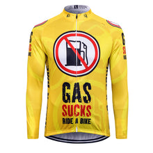 Load image into Gallery viewer, Thriller Rider Sports Bicycle Clothing Mens Cycling Jersey Long Sleeve(Gas Sucks Ride a Bike)
