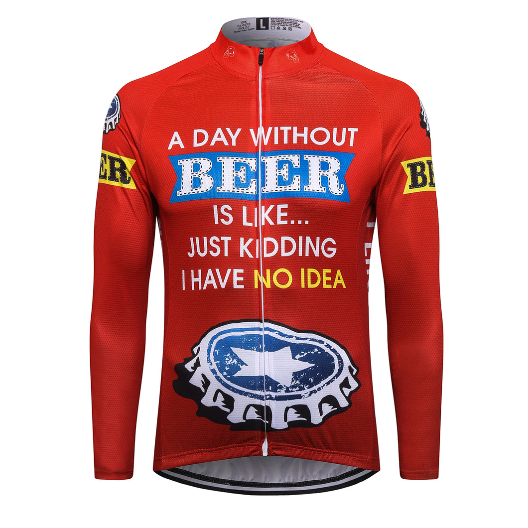 Thriller Rider Sports Bicycle Clothing Mens Cycling Jersey Long Sleeve(Beer Cap)