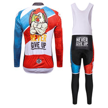 Load image into Gallery viewer, Thriller Rider Sports Bicycle Clothing Mens Cycling Jersey Long Sleeve and Bib Trousers Kit(Never Give Up)
