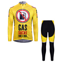 Load image into Gallery viewer, Thriller Rider Sports Bicycle Clothing Mens Cycling Jersey Long Sleeve and Trousers Kit(Gas Sucks Ride a Bike)
