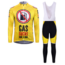 Load image into Gallery viewer, Thriller Rider Sports Bicycle Clothing Mens Cycling Jersey Long Sleeve and Bib Trousers Kit(Gas Sucks Ride a Bike)
