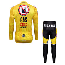 Load image into Gallery viewer, Thriller Rider Sports Bicycle Clothing Mens Cycling Jersey Long Sleeve and Trousers Kit(Gas Sucks Ride a Bike)
