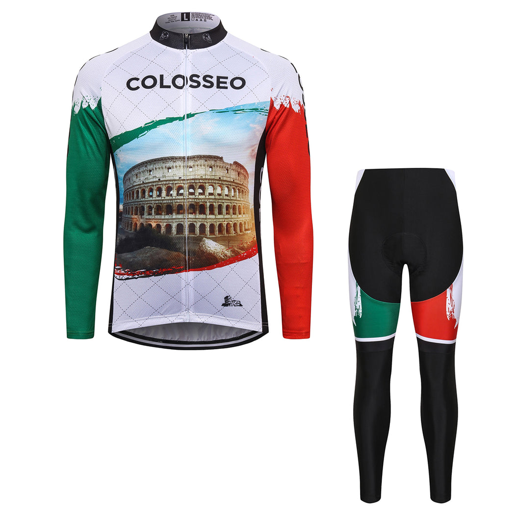 Thriller Rider Sports Bicycle Clothing Mens Cycling Jersey Long Sleeve and Trousers Kit(Colosseo)