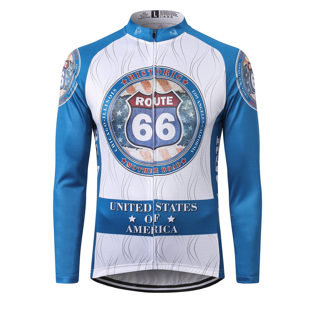 Thriller Rider Sports Bicycle Clothing Mens Cycling Jersey Long Sleeve(Route 66)