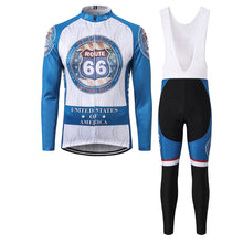 Load image into Gallery viewer, Thriller Rider Sports Bicycle Clothing Mens Cycling Jersey Long Sleeve and Bib Trousers Kit(Route 66)
