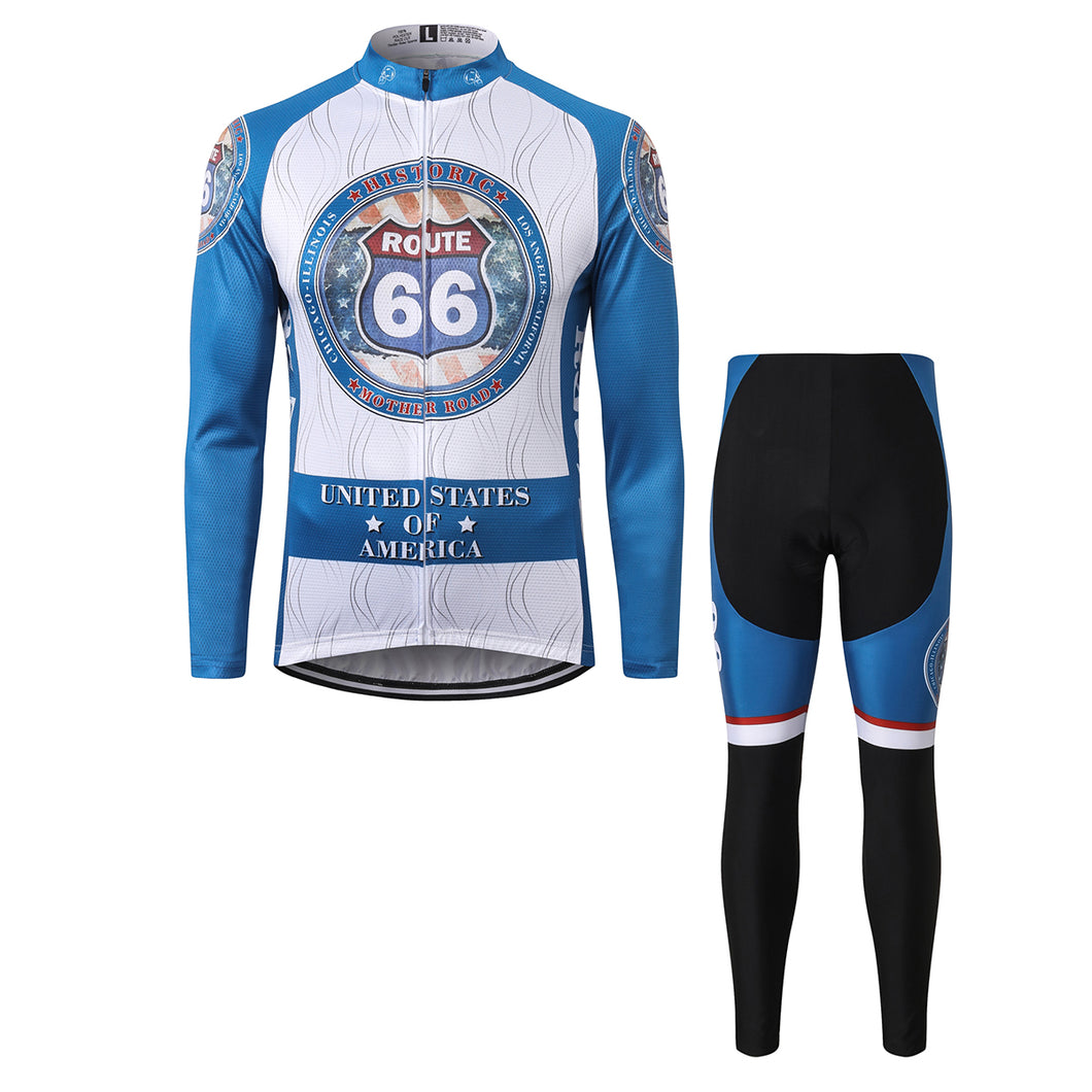 Thriller Rider Sports Bicycle Clothing Mens Cycling Jersey Long Sleeve and Trousers Kit(Route 66)