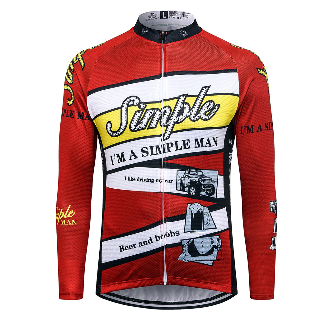 Thriller Rider Sports Bicycle Clothing Mens Cycling Jersey Long Sleeve(I'm Simple Man)