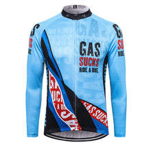 Load image into Gallery viewer, Thriller Rider Sports Bicycle Clothing Mens Cycling Jersey Long Sleeve(Gas Sucks Ride a Bike)
