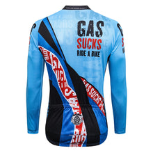 Load image into Gallery viewer, Thriller Rider Sports Bicycle Clothing Mens Cycling Jersey Long Sleeve(Gas Sucks Ride a Bike)
