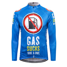 Load image into Gallery viewer, Thriller Rider Sports Bicycle Clothing Mens Cycling Jersey Long Sleeve(Gas Sucks Ride a Bike)
