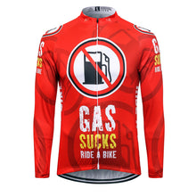 Load image into Gallery viewer, Thriller Rider Sports Bicycle Clothing Mens Cycling Jersey Long Sleeve(Gas Sucks Ride a Bike)
