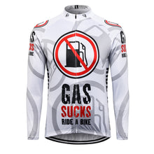 Load image into Gallery viewer, Thriller Rider Sports Bicycle Clothing Mens Cycling Jersey Long Sleeve(Gas Sucks Ride a Bike)
