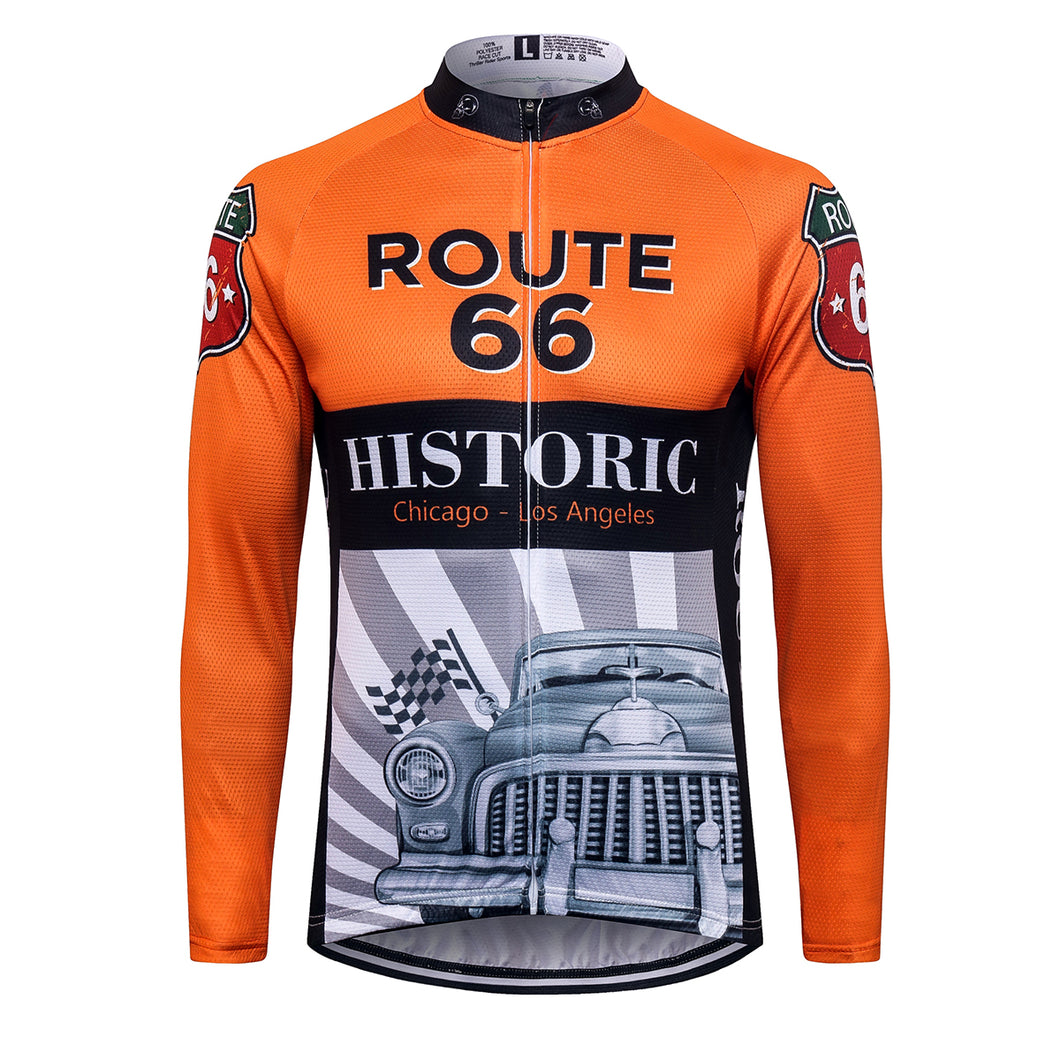 Thriller Rider Sports Bicycle Clothing Mens Cycling Jersey Long Sleeve(Route 66)