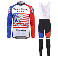 Load image into Gallery viewer, Thriller Rider Sports Bicycle Clothing Mens Cycling Jersey Long Sleeve and Bib Trousers Kit(Don&#39;t Cread on Me)
