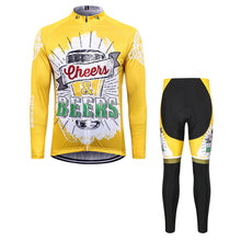 Load image into Gallery viewer, Thriller Rider Sports Bicycle Clothing Mens Cycling Jersey Long Sleeve and Trousers Kit(Cheers &amp; Beers)
