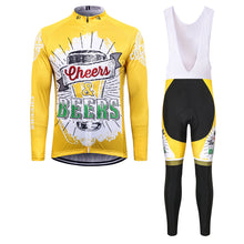 Load image into Gallery viewer, Thriller Rider Sports Bicycle Clothing Mens Cycling Jersey Long Sleeve and Bib Trousers Kit(Cheers &amp; Beers)
