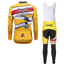 Load image into Gallery viewer, Thriller Rider Sports Bicycle Clothing Mens Cycling Jersey Long Sleeve and Bib Trousers Kit(I&#39;m Simple Man)
