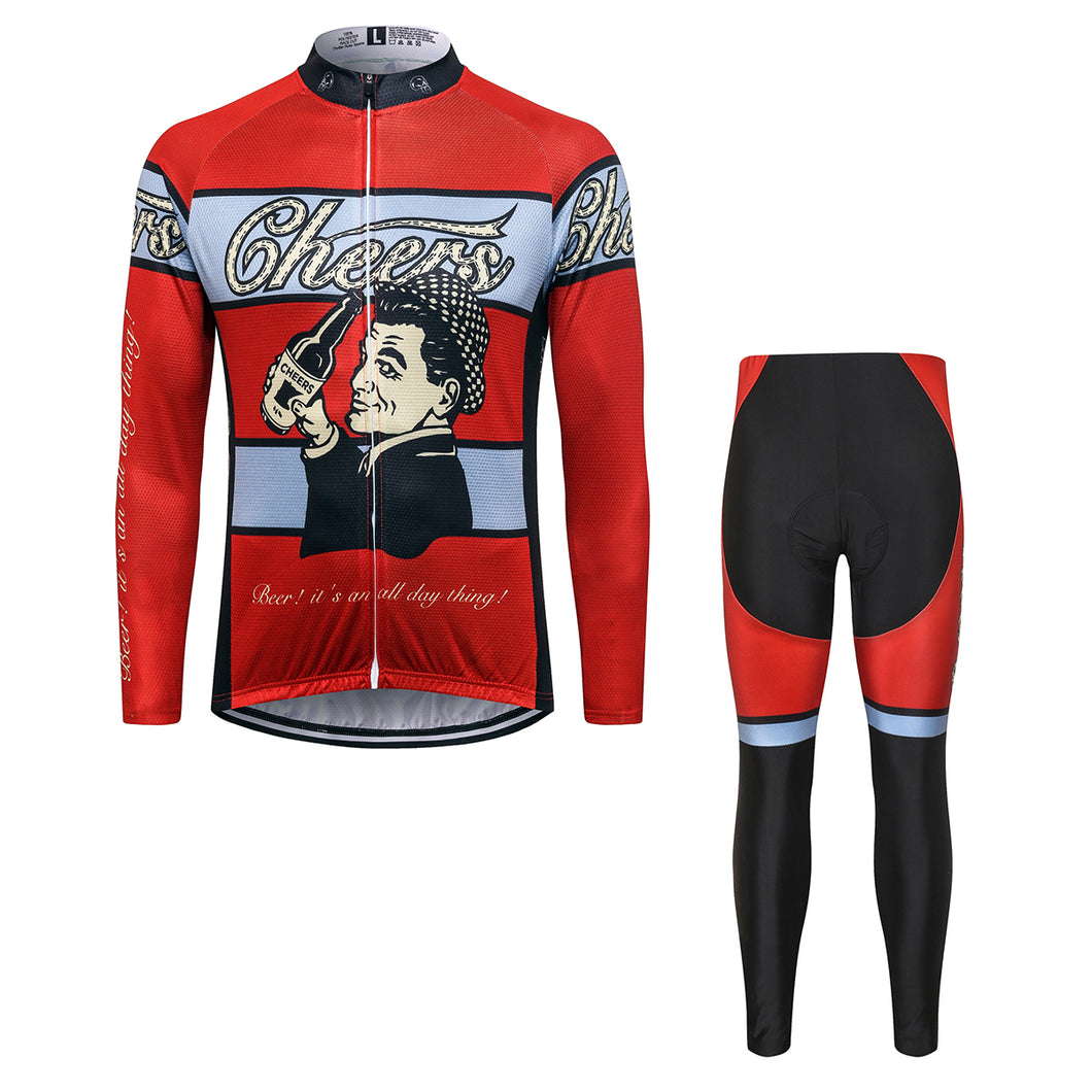 Thriller Rider Sports Bicycle Clothing Mens Cycling Jersey Long Sleeve and Trousers Kit(Cheers for Being)